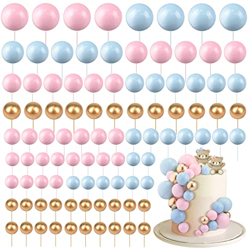 Tondiamo 108 Pcs Ball Cake Toppers, 5 Sizes for Cake Decorating, 21, A