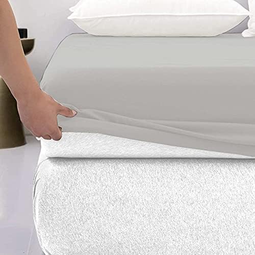 Miniatura 2 de Crown Collection Hotel Beddings - Sábana bajera ajustable de 600 hilos, 100% algodón egipcio, 1 pieza con bolsillo profundo de 12 pulgadas, gris