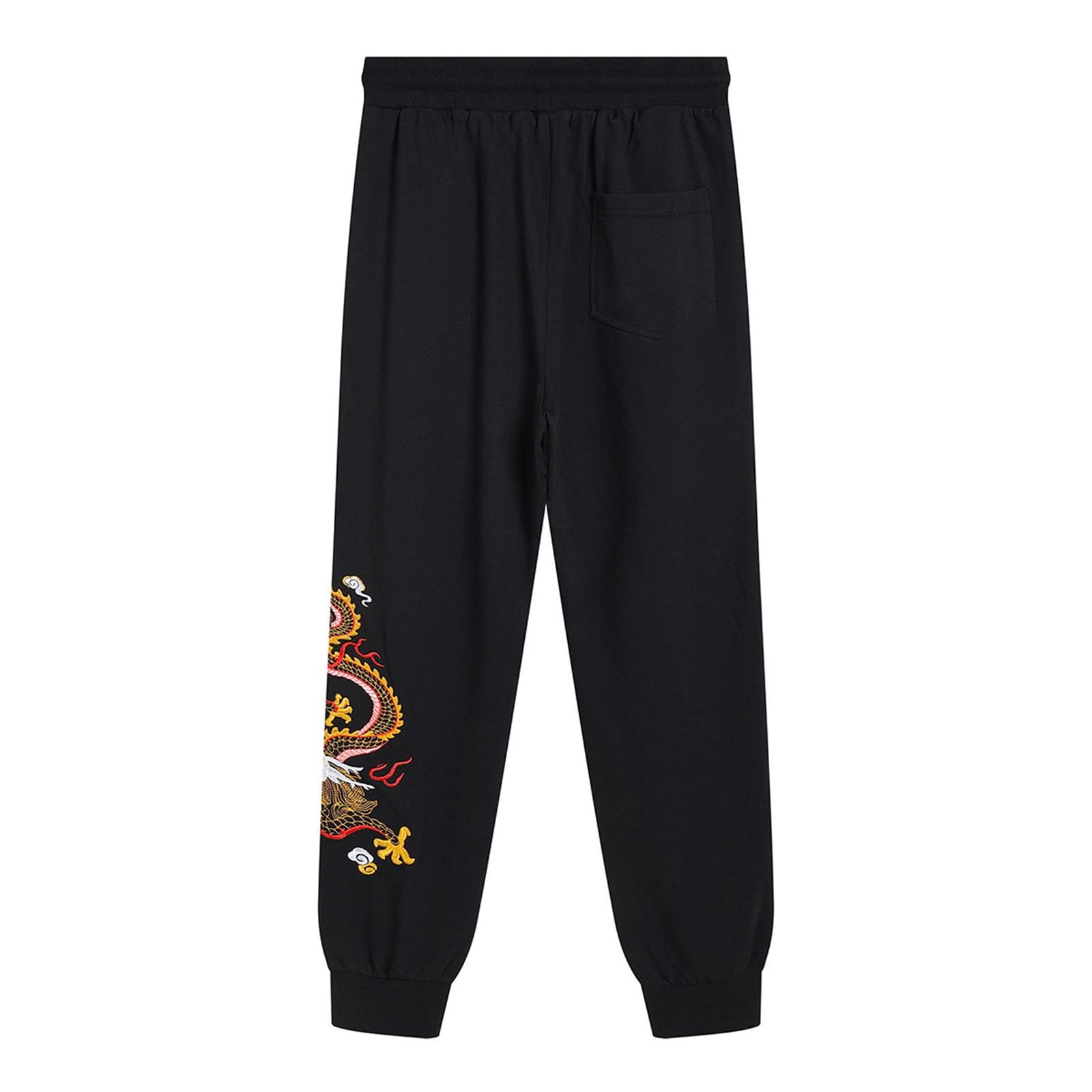 Generisch Pantalones de chándal para hombre y mujer con el mismo bordado de dragón, pantalones casuales, pantalones deportivos largos