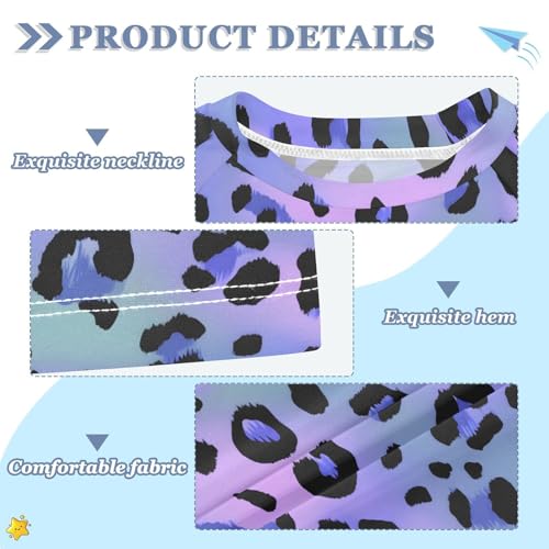 ALAZA Kids Rash Guard Girls Boys Toddler Swim Shirts Short Sleeve Blue Laser Leopard Cheetah UPF 50+ 3T3