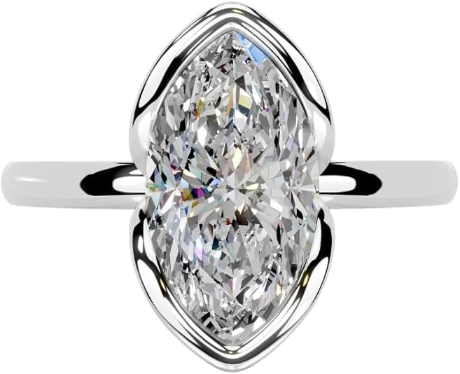 1-5 CT Marquise Moissanite Engagement Ring Colorless VVS1 10K 14K 18K Solid Gold, 925 Sterling Silver Half Bezel Set Engagement Ring Valentine Gift For Women