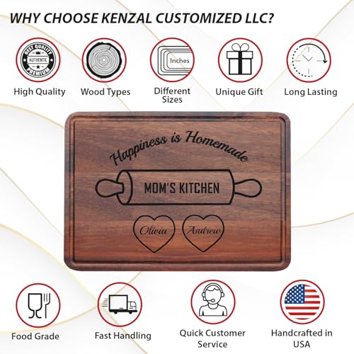Personalized Cutting Board Gift for Grandma, Mom, Custom Christmas Gift with Kids Names for Mom, Nana, Custom Engraved Serving Board or Home Decor,... - Image 6