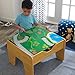 KidKraft 2-in-1 Reversible Top Activity Table with 200 Building Bricks and 30-Piece Wooden Train Set, Natural, Gift for Ages 3+
