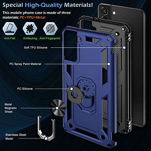 Image of Case for Samsung Galaxy S21 5G Case Heavy Duty with Built in Screen Protector Hard Armor Military Anti-Fall Bumper Cover for Samsung S21 5G 6.2 2021 Phone Cases with Magnetic Ring Kickstand Black