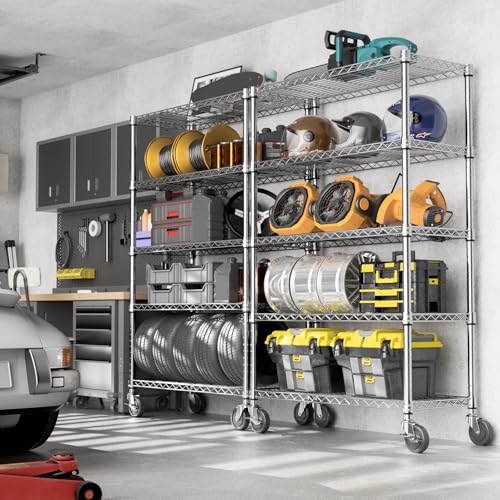 Image of M MZG 5-Shelf Storage Shelves,Wire Shelving Heavy Duty Metal Storage Shelving Unit Adjustable Garage Shelving Rack Pantry Kitchen (Chrome, 5 Tier,17.7 inch D x 47.2 inch W x 76.7 inch H)
