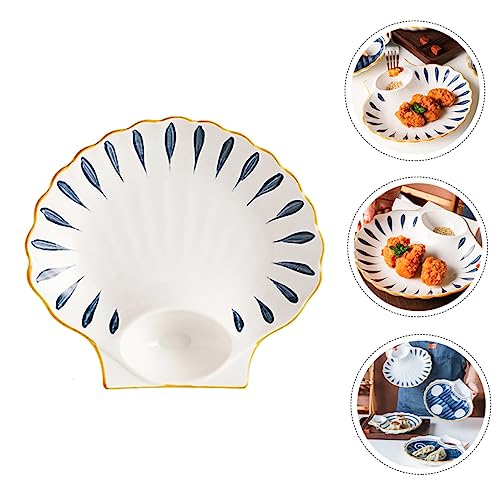 Plato para sushi en forma de concha de cerámica miniatura 4
