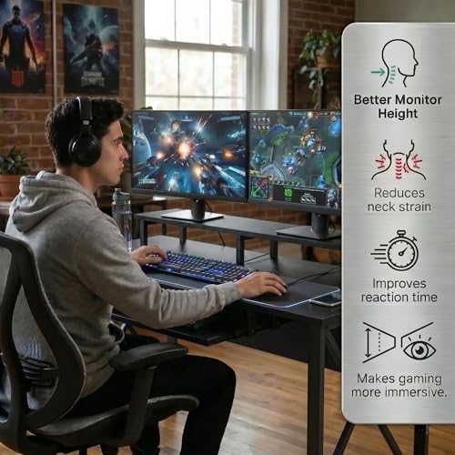 Image of FFo Gaming Desk | Music Studio Desk with Keyboard Tray | Workstation,Laptop PC Computer,Laptop PC Computer Table for Gaming & Home Office| (Black) | (150L x 60W x 87H CM) | DIY