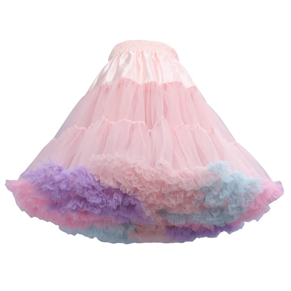 Cicano Schattige Petticoat Onderrok Voor Dames Puffy Rok Tutu Tule Baljurk, Zwart/Wit, one size