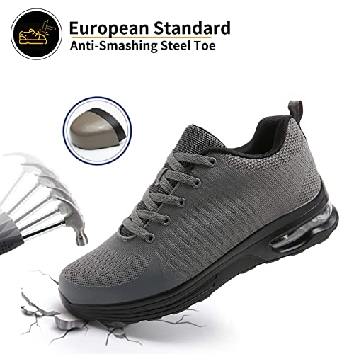 Image of LUPWEE Steel Toe Shoes for Men Women, Slip Resistant Safety Work Shoes Puncture Proof Comfortable Indestructible Sneakers with Specialized Work Insole for Industry Construction Warehouse
