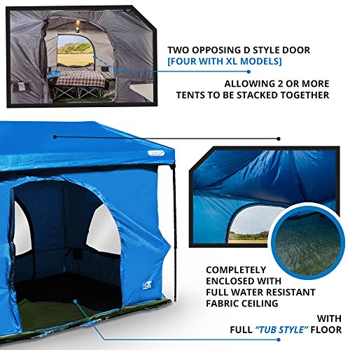 The Original-Authentic Standing Room 4-person Cabin Tent 8.5 FEET OF HEAD ROOM 2 or 4 Big Screen Doors Fast Easy SetUp,Fits Most 10x10 STRAIGHT Leg Canopy,FULL TUB STYLE Floor CANOPY FRAME NOT INCLUDED! - Thumbnail 6