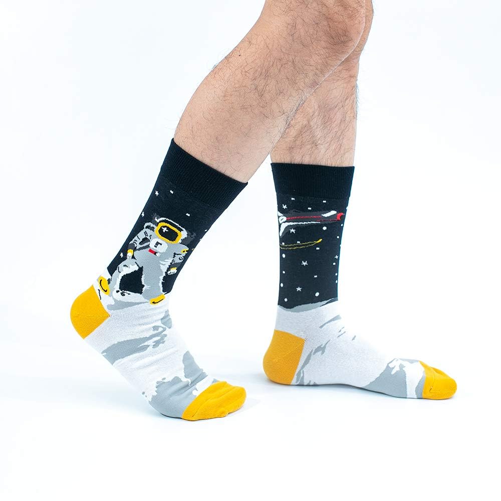 BONANGEL Calcetines Funky para Hombre, Calcetines Navideños, Divertidos y Coloridos Calcetines de Vestir de Algodón Loco, Regalo para Hombres Papá Novio