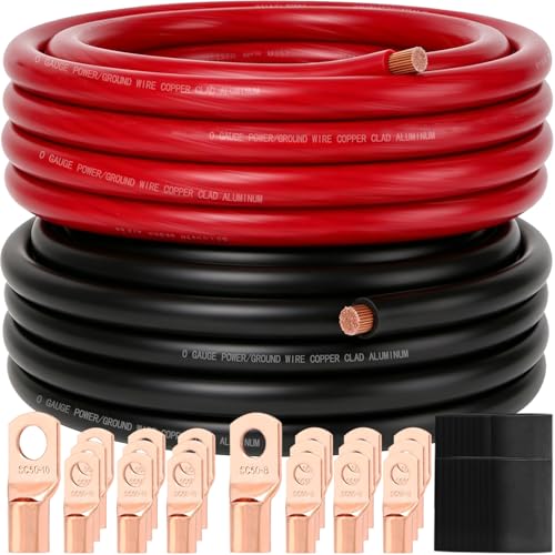 DLronwey 0 Gauge Wire 40FT,1/0 AWG Battery Cable,Copper Clad Alum...