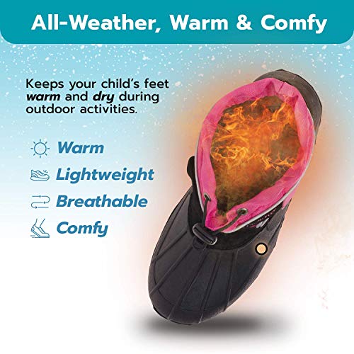 sporto girls Blizzardsp Snow Boot, Black/Pink, 4 Big Kid US3