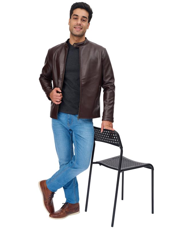 A-One Karft Solid PU Leather Biker Jacket Men Long Sleeve Zipper Perfect for Biking_2_A1KJ_XL A-One Karft Solid PU Leather Biker Jacket Men Long Sleeve Zipper Perfect for Biking_2_A1KJ_XL
