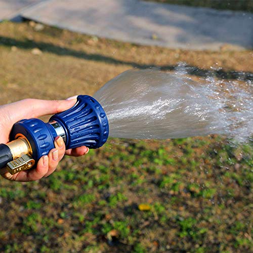 Hosun Garden Hose Nozzle, Fireman Style Hose Nozzle, Heavy Duty Brass Hose Nozzle, Leak Proof & Best High-Pressure Sprayer For Plants Watering, Car Washing, Pet Washing, Etc. (Blue) #TOP6