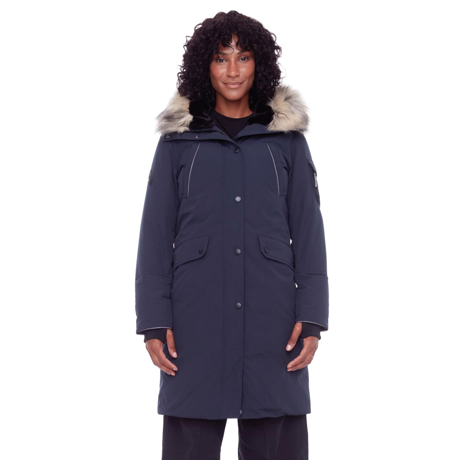 ALPINE NORTH Laurentian Women’s Vegan Down Long Parka Jacket with Faux Fur Hood