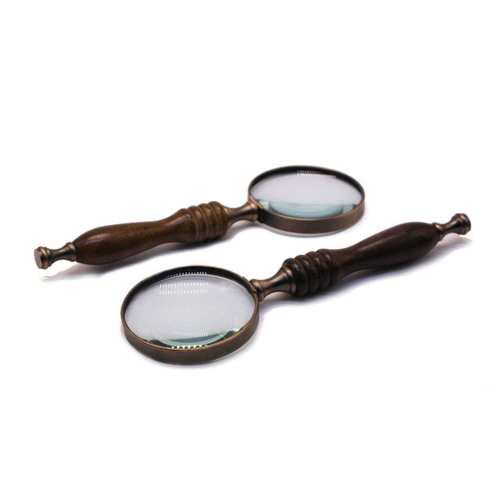 SaryEdge 1pcs 72 Mm 10X Frame Handheld Magnifying Glass Optical Glass Lens Wood Handle Magnifier for Reading Plate,