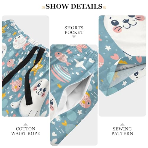 senya Cute Seal Mens Pajama Shorts Soft Pants Lounge Sleepwear Bottoms with Drawstring & Pockets4