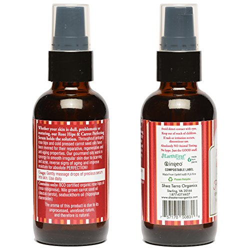Shea Terra Rose Hips And Carrot Perfecting Serum | Nutrient Rich, All Natural & Organic Oil With Anti-Aging Vitamin A, E And Beta-Carotene For Clear And Glowing Youthful Skin – 2 Oz #TOP1