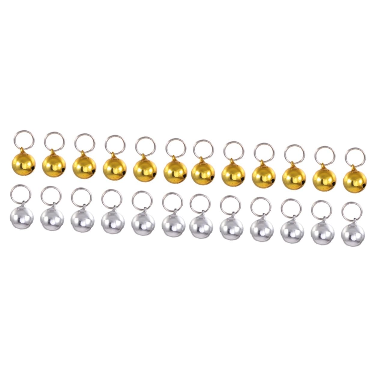 24 pcs Jingle Small Golden+silver Party Copper Bell with Beads Loose Craft Crafts Collar Cat Bells, 18mmx2pcs, Metal Faux Leather, Metal No Gemstone