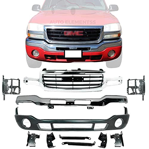 Autoelementss New Front Bumper Chrome Steel Brackets Grille Lower Valance Primed Headlamp Brackets Left Driver & Right Passenger Side 2003-2006 GMC Sierra 1500 Direct Replacement 12335963 88979837 Autoelementss New Front Bumper Chrome Steel Brackets Grille Lower Valance Primed Headlamp Brackets Left Driver & Right Passenger Side 2003-2006 GMC Sierra 1500 Direct Replacement 12335963 88979837