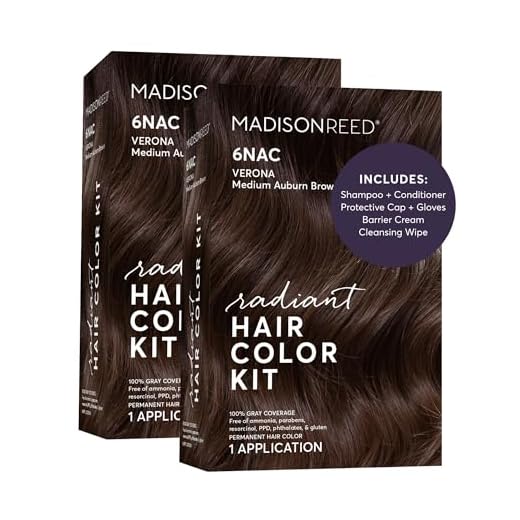 Madison Reed Radiant Hair Color Kit, Medium Chocolate Brown for 100% Gray Coverage, Ammonia-Free, 6NAC Verona Brown, Permanent Hair Dye, Pack of 2