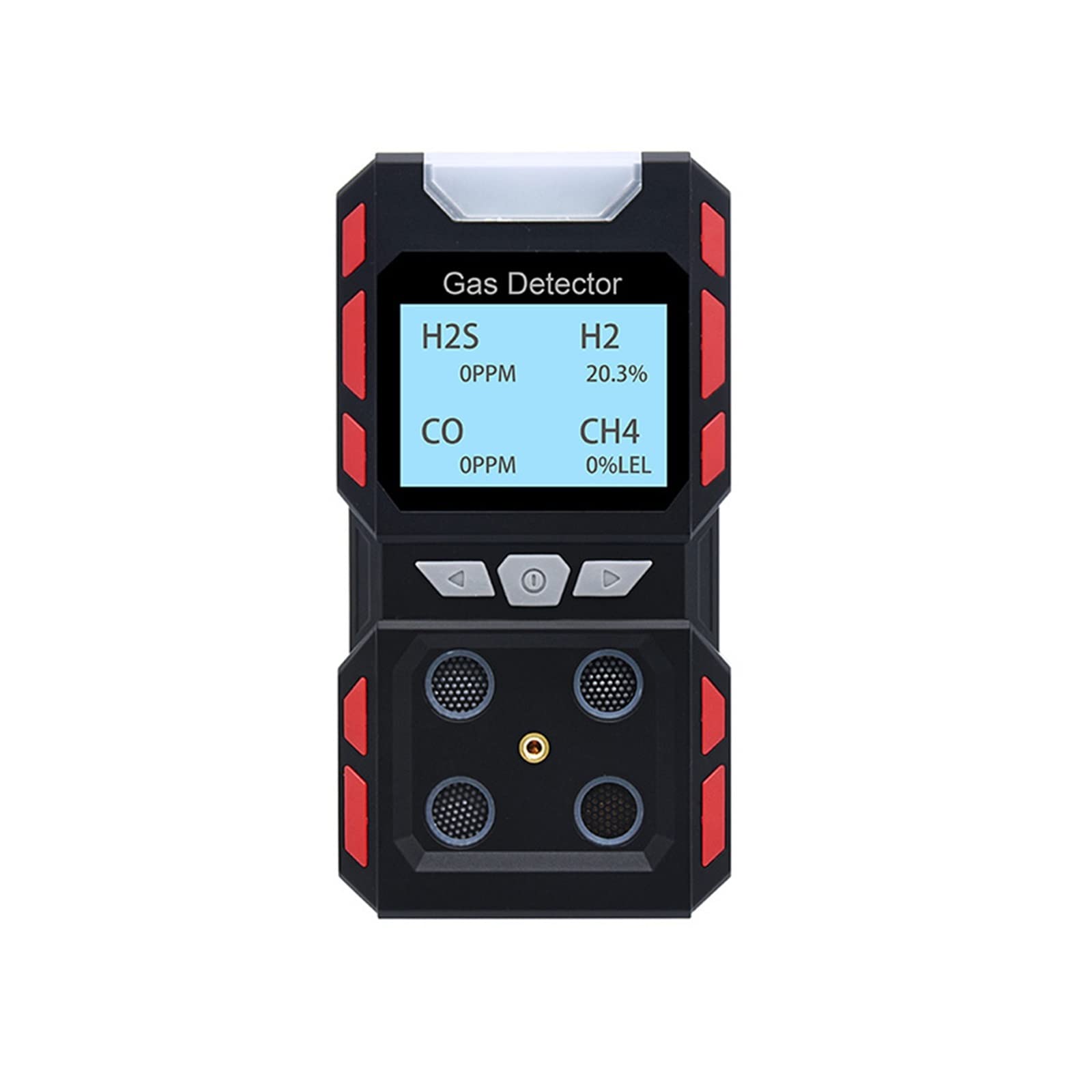 Detector de Gas, Monitor de 4 Gases H2S O2 EX CO Detector de concentración luz de Sonido Alarma de Choque medidor probador analizador USB Recargable(Gas Alarm Black)