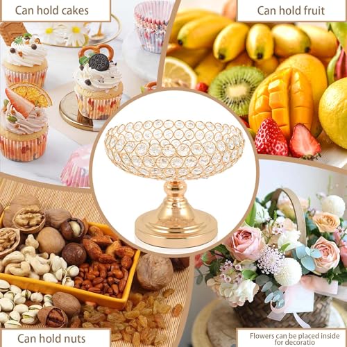 Hollow-Carved Design Crystal Fruit Bowl Food Bowl for Table Centerpiece, Fruit/Artificial flowers Holder for your Counter,Elegant Crystal Bowl for Party table(Gold, 1PC) - Image 7