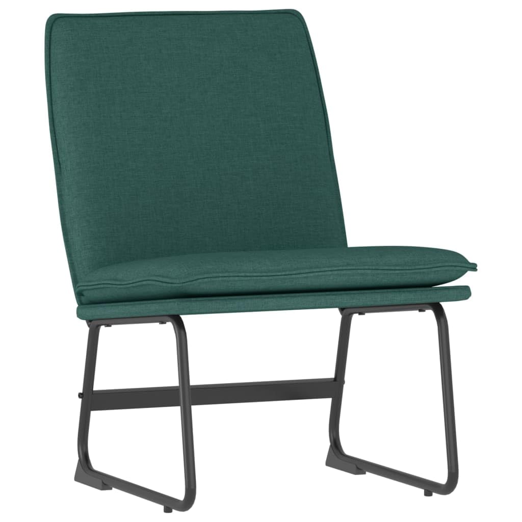 Fotel wypoczynkowy ciemnozielony 52 x 75 x 76 cm, pokrowiec z tkaniny, metalowa rama, wygodny fotel relaksacyjny do salonu, sypialni, biura