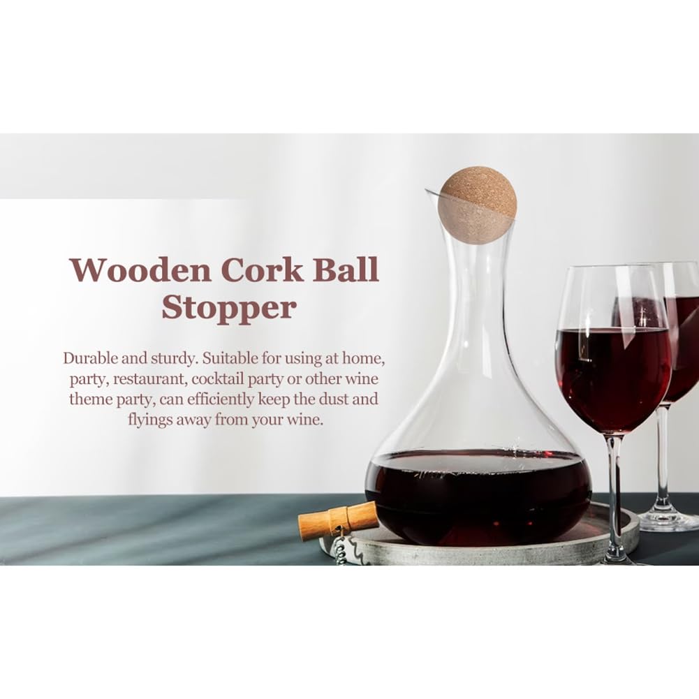 Alipis Boule De Liège En Bois De 8 Cm Pour Carafe à Vin De