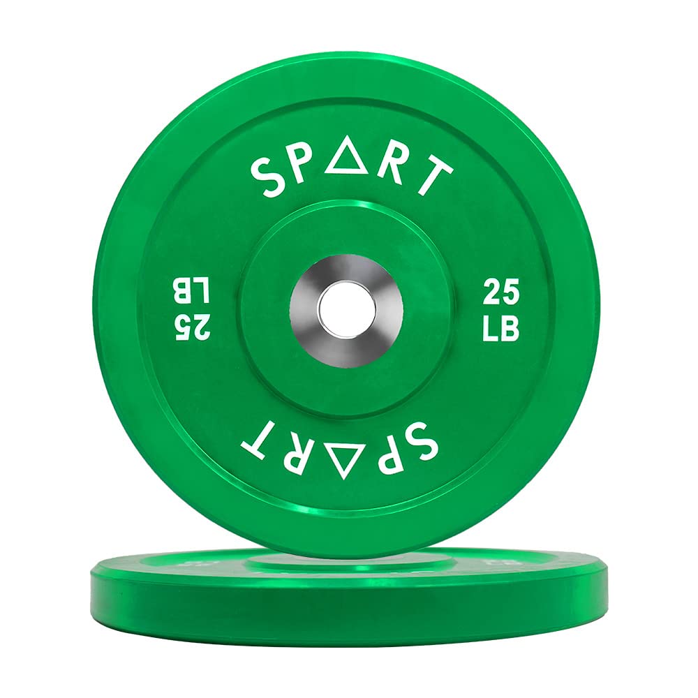 Color Coded Olympic 2-Inch Rubber Bumper Plate Weight Plate with Stainless Steel Insert Hub for Strength Training, Weightlifting and Crossfit, 10LB/15LB/25LB/35LB/45LB/55LB, Single and Pair