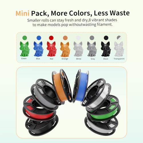 Image of CREALITY PETG Filament Bundle, 8 Colors Total 2kg, 1.75mm 3D Printer PETG Filament, Individually Vacuum-Sealed, Fit for Most FDM 3D Printers, Black+White+Grey+Tansparent+Red+Blue+Green+Orange