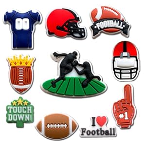 10PCS Football Shoe Decoration Charms for Clog, Sports Balls Charms Accessories for Adult Men Boys Party Favor