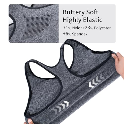 Image of Under Control Plus Size Sport Bras for Women Large Bust Seamless Racerback Padded Yoga Workout Bras Black White Pack 1X-2X-3X