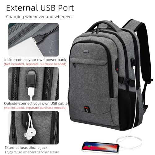 Image of DUSLANG 17 Inch Laptop Backpack for Travel Water Resistant College Backpack for Men Laptop Bag with USB Charging Port