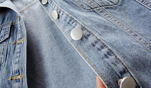Women's Short Sleeve Classic Denim Jackets Cropped Button Up Jean Coat Tops Outerwear3