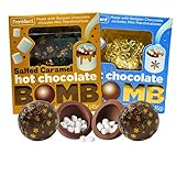 Hot Chocolate Melting Balls Assorted Flavor with Salted Caramel and Milk Mini Marshmallows Inside,...