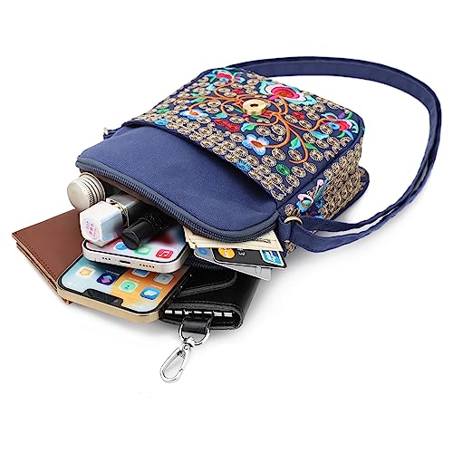 Image of SILKAREA Embroidered Cute Mini Crossbody Bag for Women Small Handbags Wristlet Wallet Bag Cell-phone Pouch Coin Purse