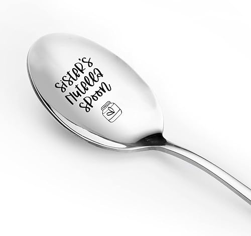 Regalos para la mejor hermana de Hermanas Hermanas - Cuchara Nutella divertida grabada de acero inoxidable regalo para el día de la madre