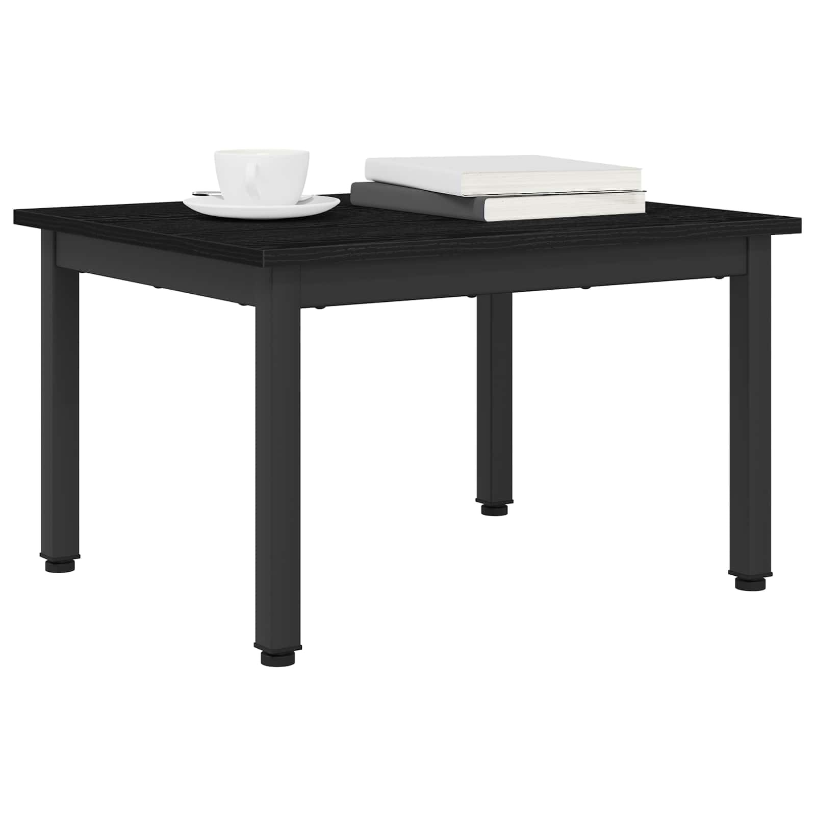Mesa de centro con aspecto de roble negro, 60 x 50 x 36 cm, de material de madera con patas de metal, diseño moderno, resistente y duradera, para salón, dormitorio y pasillo