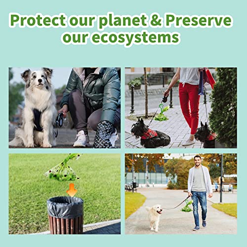 Image of 240 Dog Poop Bags, with Dispenser and Holder, Fresh Scent Odor Control, 15 Bags per Roll, 16 Rolls, 240 Dog Poop Bags 12.99 x 9.05 Inches, Leak Proof and Extra Thick Waste Bag Refill Rolls For Dogs
