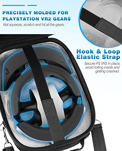 MoKo Harte Schutzhülle Kompatibel mit Playstation VR2, VR2 Spiele-Headset, Sense-Controller & Anderes Zubehör, PS VR2 Schutztasche Geeignet für Reisen und Lagerung, Schwarz – Bild 4