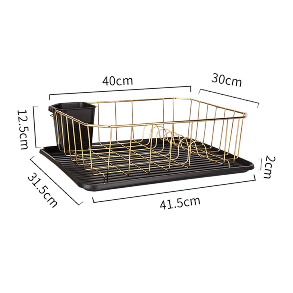 Dish Drying Rack Rostfreie Küche Metall Regale Abtropfgestell Abtropfgestell Rack Abnehmbare Besteckhalter, Gold - 41,5 × 31,5 × 12,5 cm