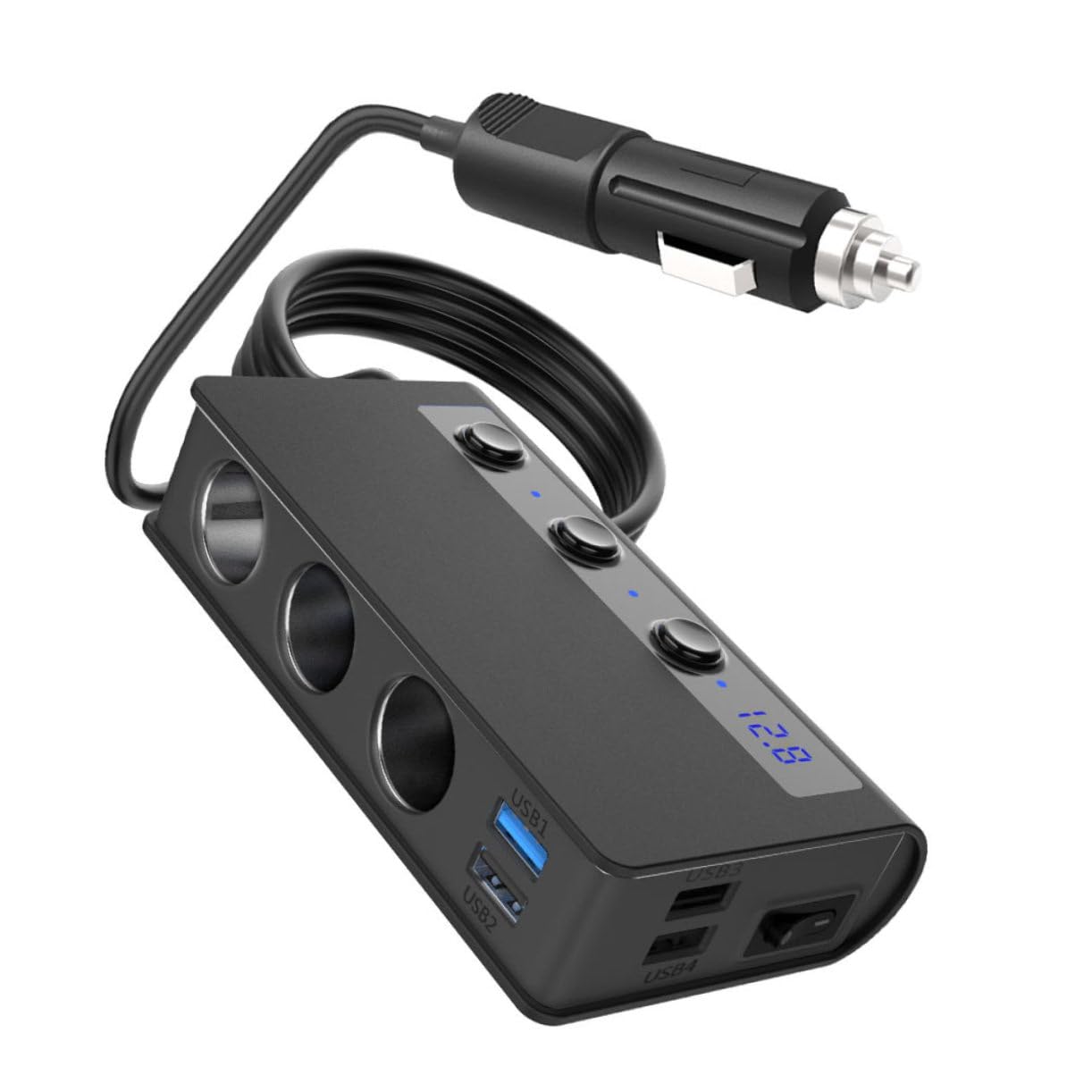 Angoily 180w Répartiteur Allume-Cigare avec Ports USB Et Prises pour Voiture Chargeur Téléphone Allume-Cigare