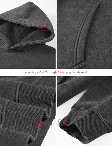 Image of FAIABLE Womens Oversized Acid Wash Hoodie Unisex Heavyweight Cotton Hoodies Fleece Vintage Washed Sweatshirt Women Men