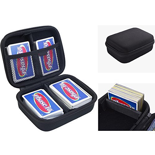 PAIYULE Hard Case Compatible with Phase 10 Card Game/for Skip Bo/for TACO/for Unstable. Fits up to 360 Cards. Includes 2 Removable Divider (Black)- Case Only