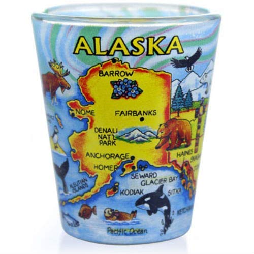 Alaska Aurora Map Shot Glass