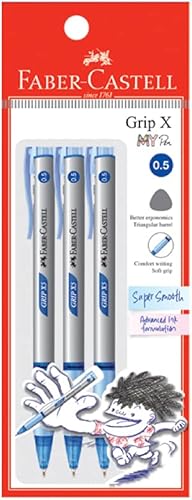 Miniatura 6 de Faber-Castell Grip X - Bolígrafo ergonómico, paquete de 3 (0.039 pulgadas - azul, rojo, negro) barril triangular, escritura sin fatiga, súper suave