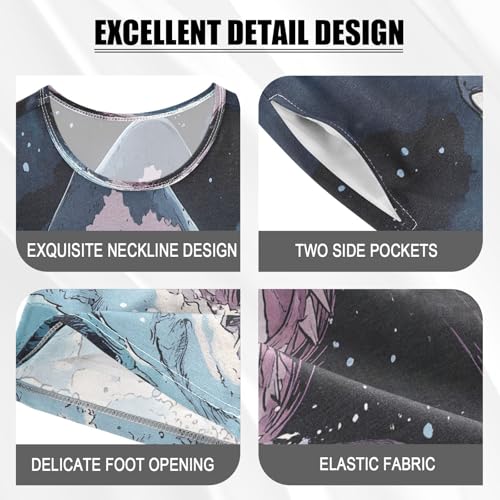 ALAZA Shark Mouth Cartoon Pajamas Set Short Sleeve Cotton Sleepwear Summer Pjs 2 Piece 5-14Y4