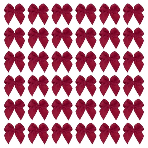 PATIKIL 50pcs Mini Nœud en Ruban, 2.54cm Nœuds Fleurs Décoratif en Satin pour Bricolage DIY Artisanat Couture Décoration Mariage Fête Noël Anniversaire...